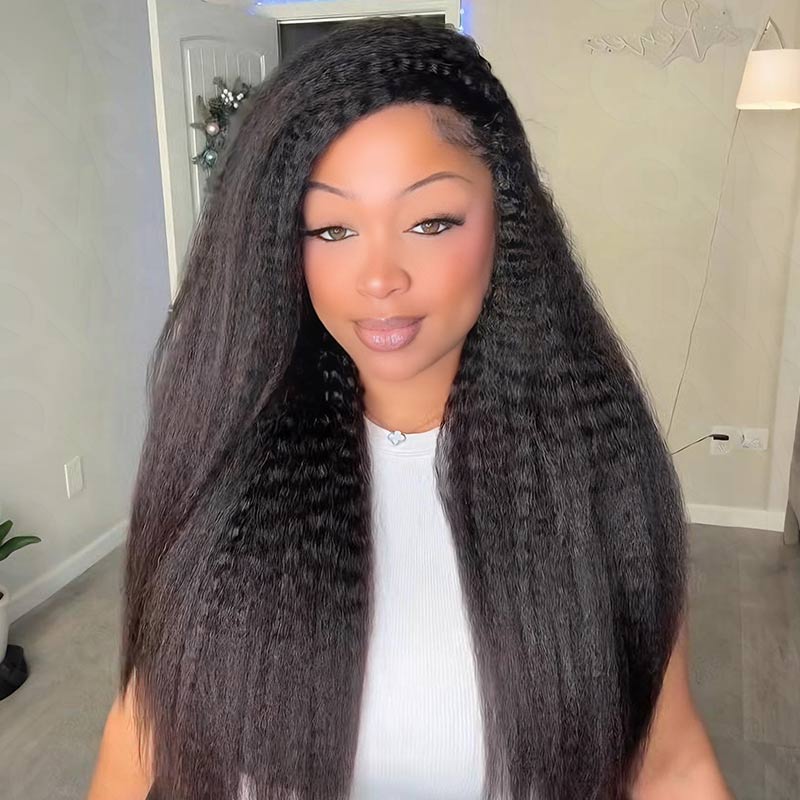 QVR Kinky Straight Crochet Hair Natural Black Machine Made Feather Human Hair Extension