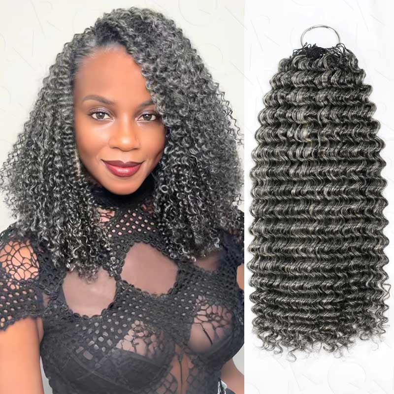 QVR #T1B/30 Crochet Hair Small Kinky Curly Machine Made Feather Human Hair Extension