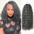 QVR Salt&Pepper Crochet Hair Small Kinky Curly Machine Made Feather Human Hair Extension