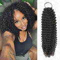 QVR Natural Black Small Kinky Curly Machine Made Feather Crochet Human Hair Extension