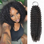 QVR Natural Black Small Kinky Curly Machine Made Feather Crochet Human Hair Extension