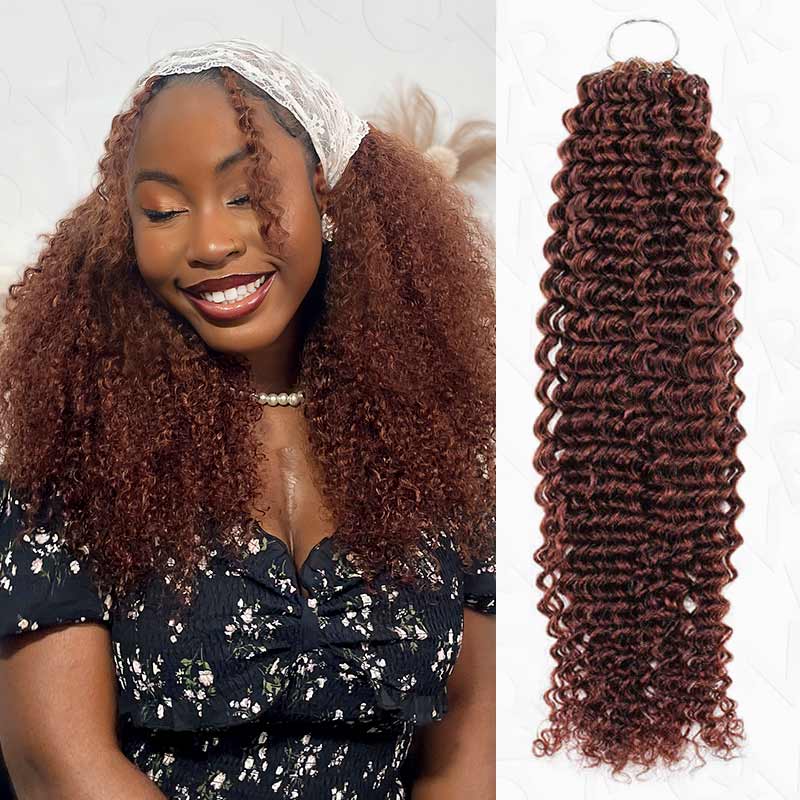 QVR #T1B/30 Crochet Hair Small Kinky Curly Machine Made Feather Human Hair Extension