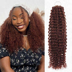 QVR Reddish Brown Human Crochet Hair Small Kinky Curly Machine Made #33B Feather Crochet Hairstyle