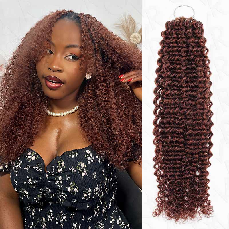QVR Reddish Brown Crochet Weave Hair Extensions Machine Made #33B Feather Human Crochet Hair