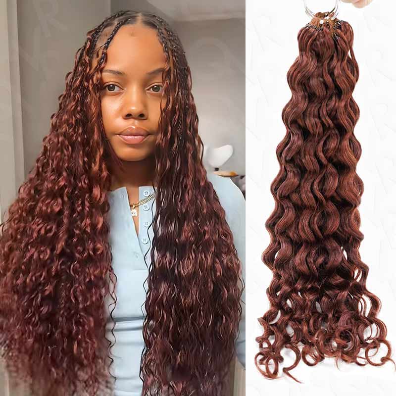 QVR Reddish Brown Crochet Weave Hair Extensions Machine Made #33B Feather Human Crochet Hair