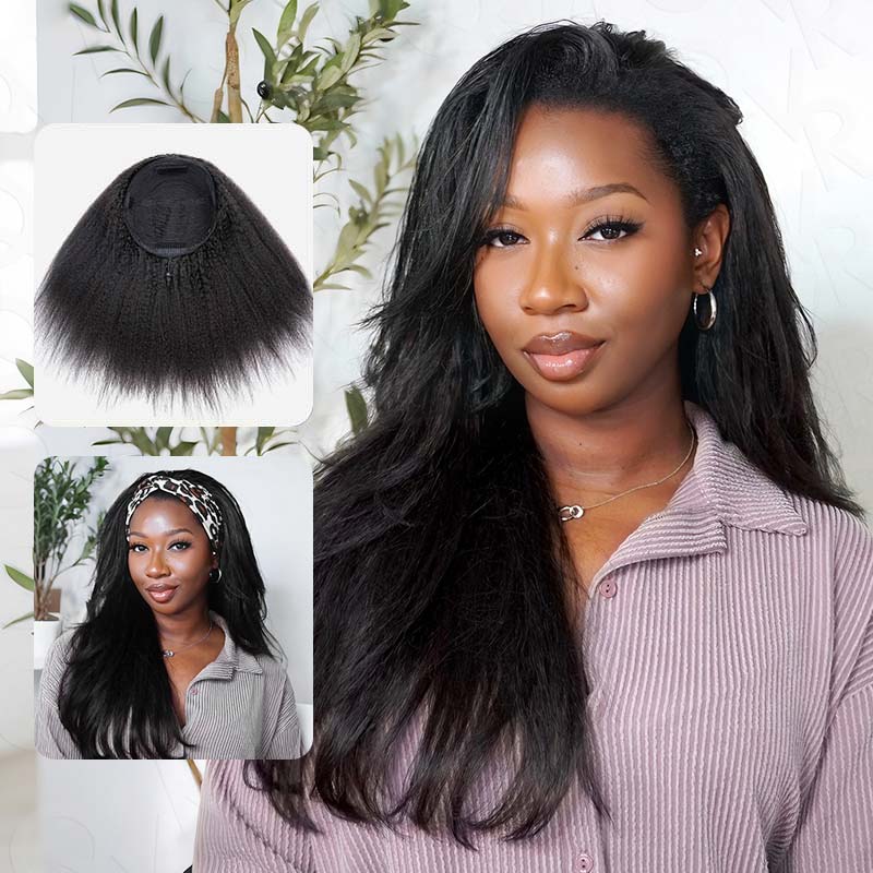 QVR Glueless Twist Curly Half Wig 250% Density Human Hair Wig Wear Go Flip Over Wig