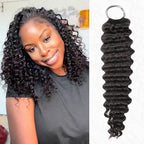 QVR Deep Wave Crochet Hair Natural Black Machine Made Feather Human Hair Extension