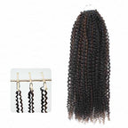QVR Seamless Small Kinky Curly Feather Crochet Hair Highlight #P4/27 Machine Made Human Hair Extensions