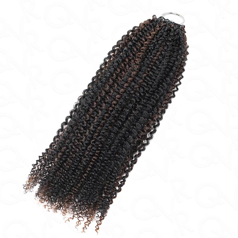 QVR Brown Highlight Feather Crochet Human Hair #P1B/4 Afro Kinky Curly Machine Made Crochet Weave Hair Extensions