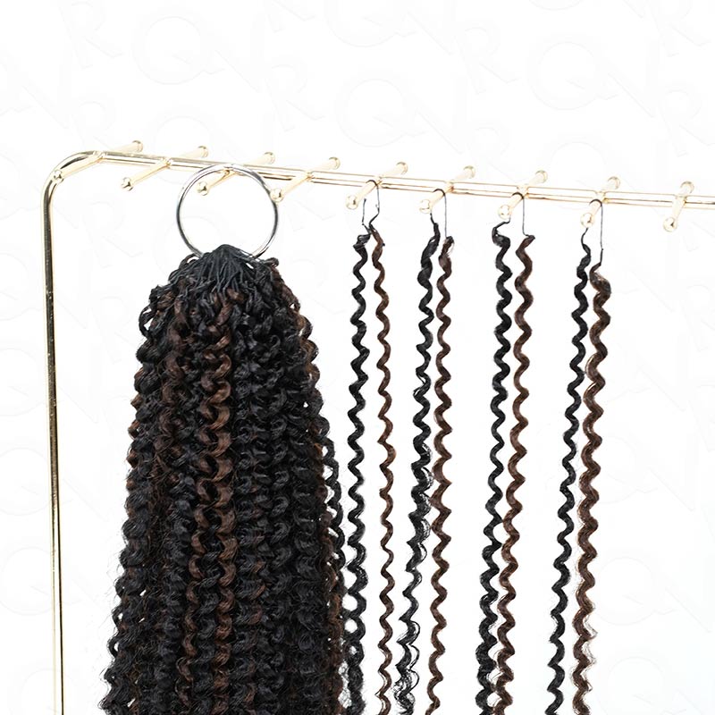 QVR Brown Highlight Feather Crochet Human Hair #P1B/4 Afro Kinky Curly Machine Made Crochet Weave Hair Extensions
