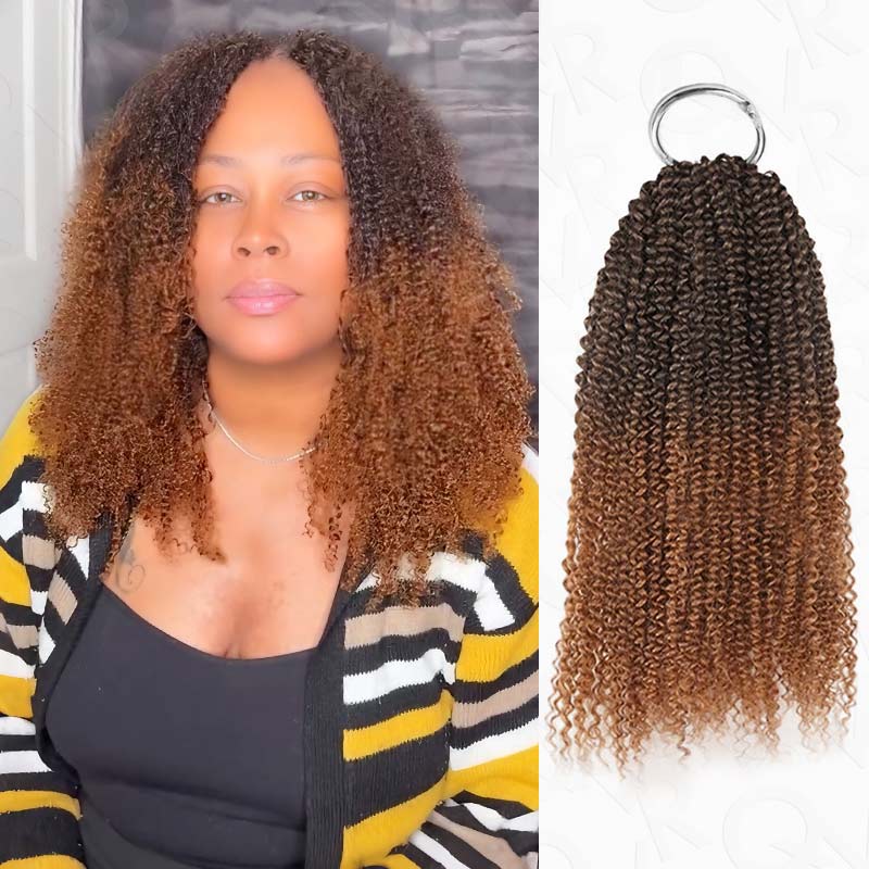 QVR #T2/30 Crochet Hair Afro Kinky Curly Machine Made Feather Human Hair Extension