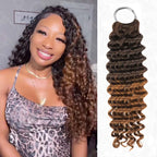 QVR Premium Chinese Hair Deep Wave Virgin Human Crochet Hair Ombre #T2/30 Machine Made Feather Crochet Hairstyles