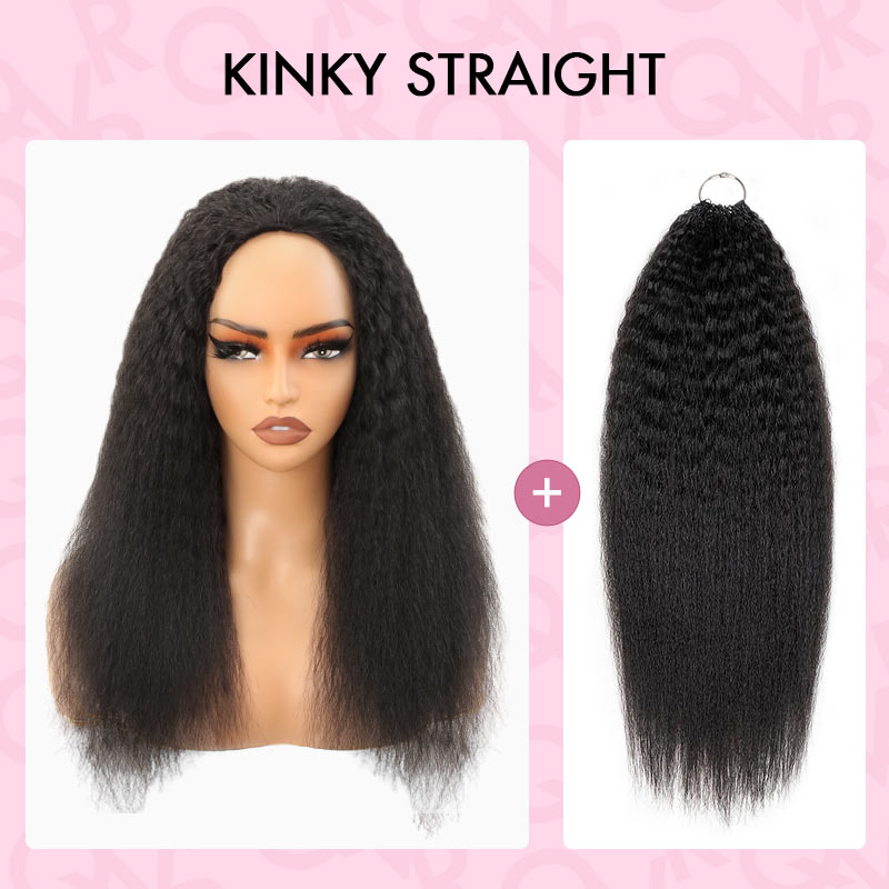 QVR Glueless Twist Curly Half Wig 250% Density Human Hair Wig Wear Go Flip Over Wig