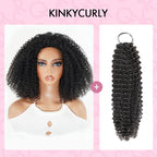 QVR Glueless Twist Curly Half Wig 250% Density Human Hair Wig Wear Go Flip Over Wig