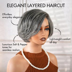 QVR Elegant Salt & Pepper Short Bob Wigs Glueless 13X4 Pre-cut Lace Human Hair Wigs