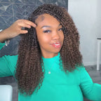 QVR Ombre Brown #T1B/4 Human Crochet Hair Small Kinky Curly Machine Made Feather Crochet Hairstyle