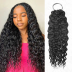 QVR Water Wave Crochet Hair Natural Black Machine Made Feather Human Hair Extension