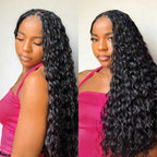 QVR Water Wave Crochet Hair Natural Black Machine Made Feather Human Hair Extension