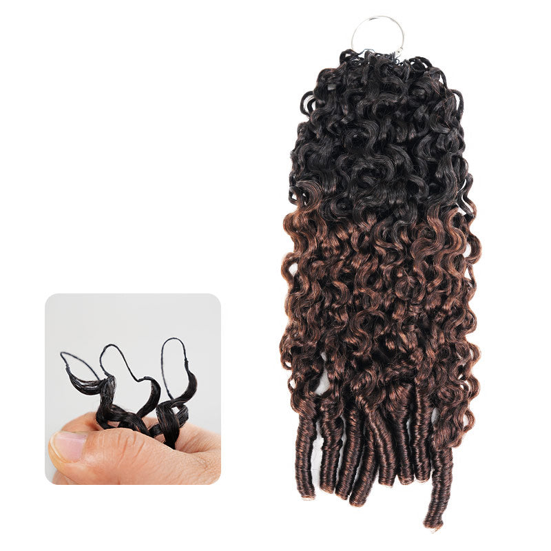 QVR Burmese Curly Feather Crochet Human Hair Ombre Brown #T1B/4 Machine Made Crochet Weave Hair Extensions