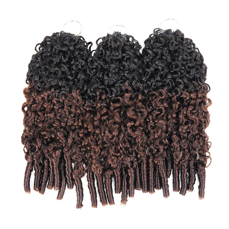 P3G5|Ombre #T1B/4 Burmese Curly Feather Crochet Human Hair