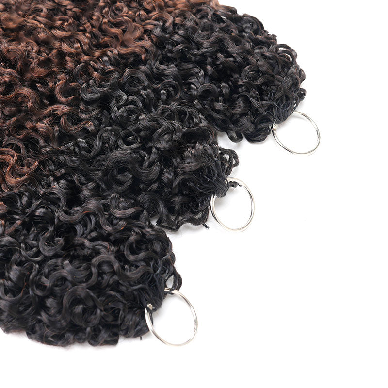 P3G5|Ombre #T1B/4 Burmese Curly Feather Crochet Human Hair