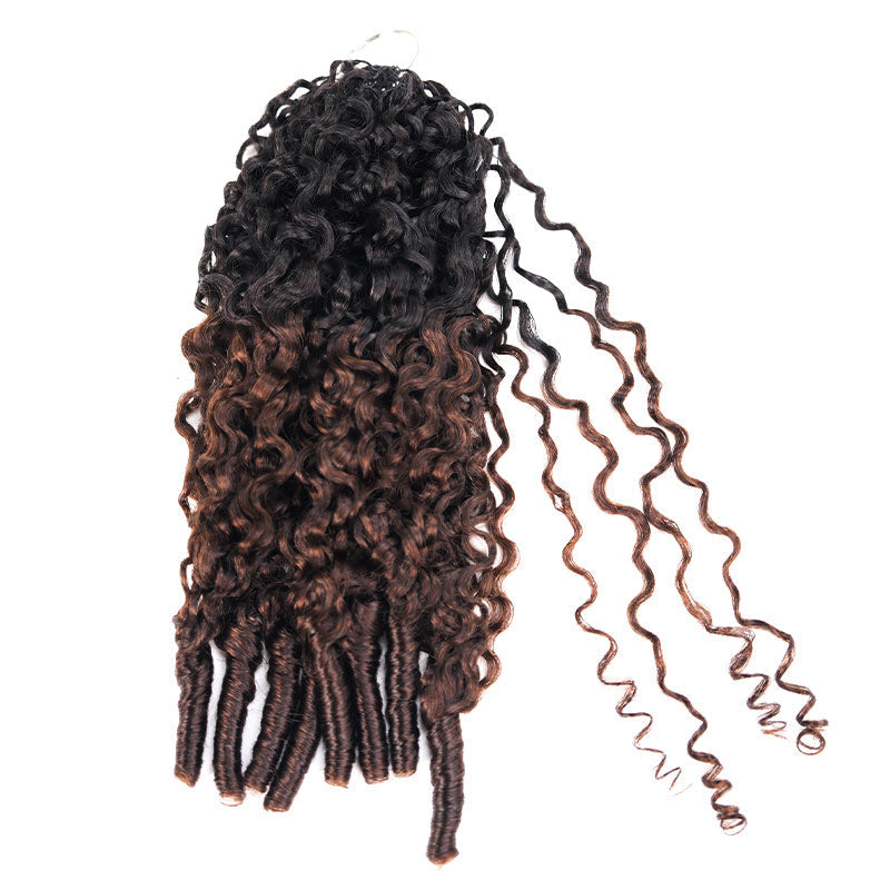 QVR Seamless Burmese Curly Feather Crochet Hair Highlight #P4/27 Machine Made Human Hair Extensions