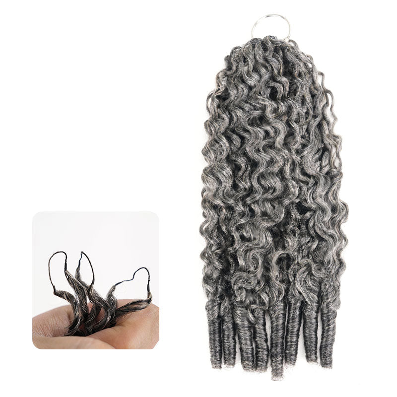 QVR Burmese Curly Feather Crochet Human Hair Salt&Pepper Machine Made Crochet Weave Hair Extensions