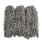 QVR Burmese Curly Feather Crochet Human Hair Salt&Pepper Machine Made Crochet Weave Hair Extensions