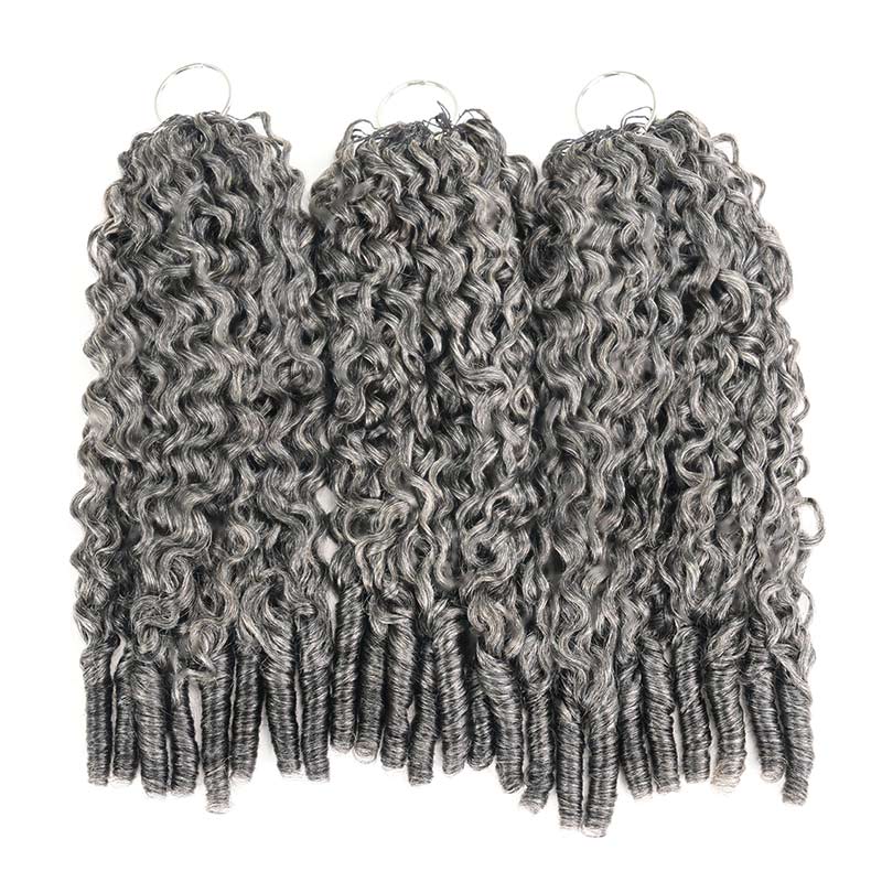 Member Sale|QVR Burmese Curly Feather Crochet Human Hair Salt Pepper Crochet Hair
