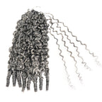 QVR Burmese Curly Feather Crochet Human Hair Salt&Pepper Machine Made Crochet Weave Hair Extensions