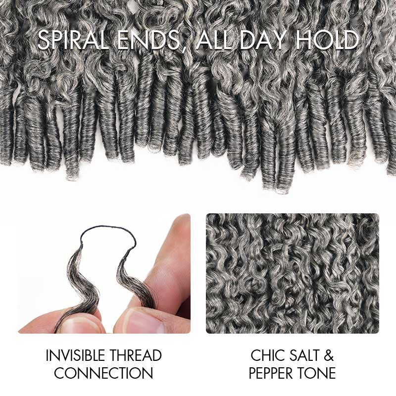 QVR Burmese Curly Feather Crochet Human Hair Salt&Pepper Machine Made Crochet Weave Hair Extensions