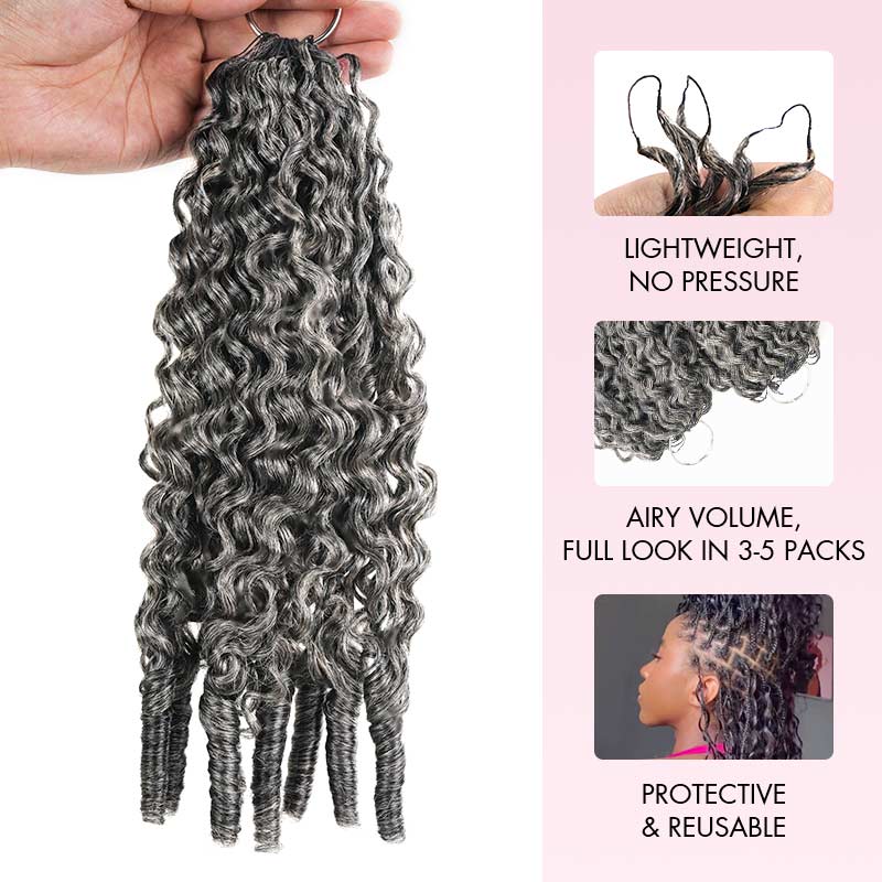 Member Sale|QVR Burmese Curly Feather Crochet Human Hair Salt Pepper Crochet Hair