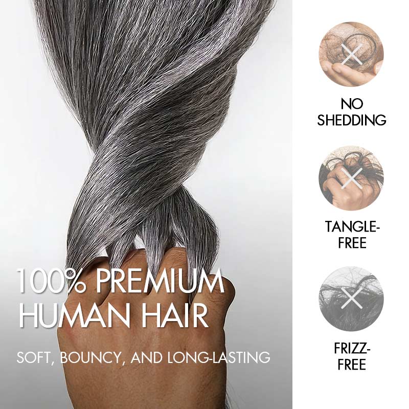 QVR Burmese Curly Feather Crochet Human Hair Salt&Pepper Machine Made Crochet Weave Hair Extensions