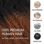 QVR Ombre Brown #T1B/30 Afro kinky Bulk Human Hair for Braiding & Twists