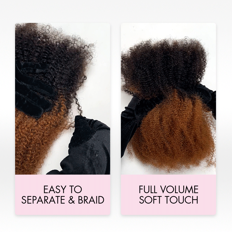 QVR Ombre Brown #T1B/30 Afro kinky Bulk Human Hair for Braiding & Twists
