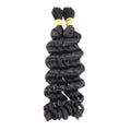 QVR Loose Deep Wave Boho Knotless Braids with Spring Curl Ends Natural Black Bulk Human Braiding Hair Extensions