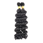 QVR Loose Deep Wave Boho Knotless Braids with Spring Curl Ends Natural Black Bulk Human Braiding Hair Extensions