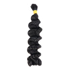 QVR Loose Deep Wave Boho Knotless Braids with Spring Curl Ends Natural Black Bulk Human Braiding Hair Extensions