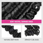 QVR Loose Deep Wave Feather Crochet Human Hair with Spring Curl Ends Machine Made Crochet Weave Hair Extensions