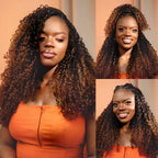 QVR Ombre Brown Feather Crochet Human Hair #T2/30 Burmese Curly Machine Made Crochet Weave Hair Extensions