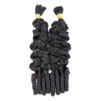 QVR Burmese Curly Boho Knotless Braids Human Bulk Hair Natural Black Human Braiding Hair Extensions