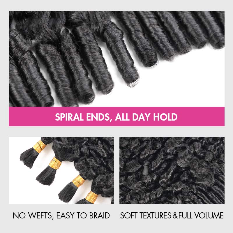 QVR Burmese Curly Boho Knotless Braids Human Bulk Hair Natural Black Human Braiding Hair Extensions