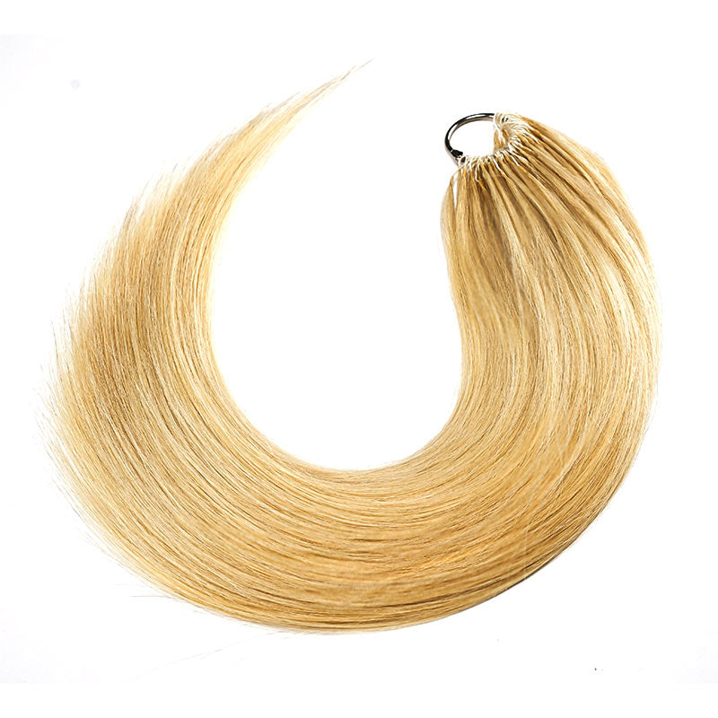 QVR Silk Straight Feather Crochet Human Hair Golden Blonde Color #24 Machine Made Crochet Weave Hair Extensions