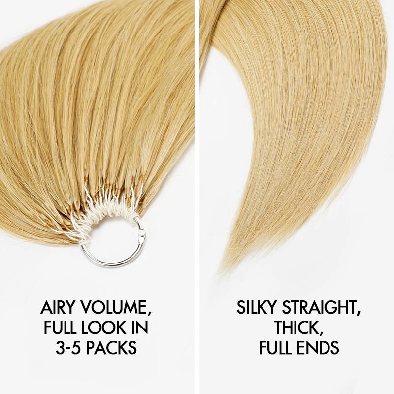 QVR Silk Straight Feather Crochet Human Hair Golden Blonde Color #24 Machine Made Crochet Weave Hair Extensions