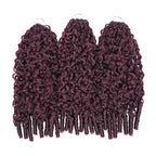 QVR Burmese Curly Feather Crochet Human Hair Dark Burgundy #99J Machine Made Crochet Weave Hair Extensions