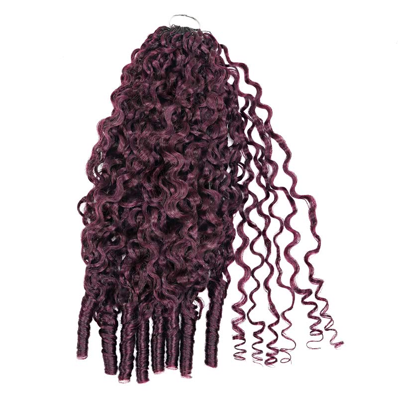 QVR Seamless Burmese Curly Feather Crochet Hair Highlight #P4/27 Machine Made Human Hair Extensions