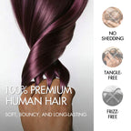 QVR Burmese Curly Feather Crochet Human Hair Dark Burgundy #99J Machine Made Crochet Weave Hair Extensions