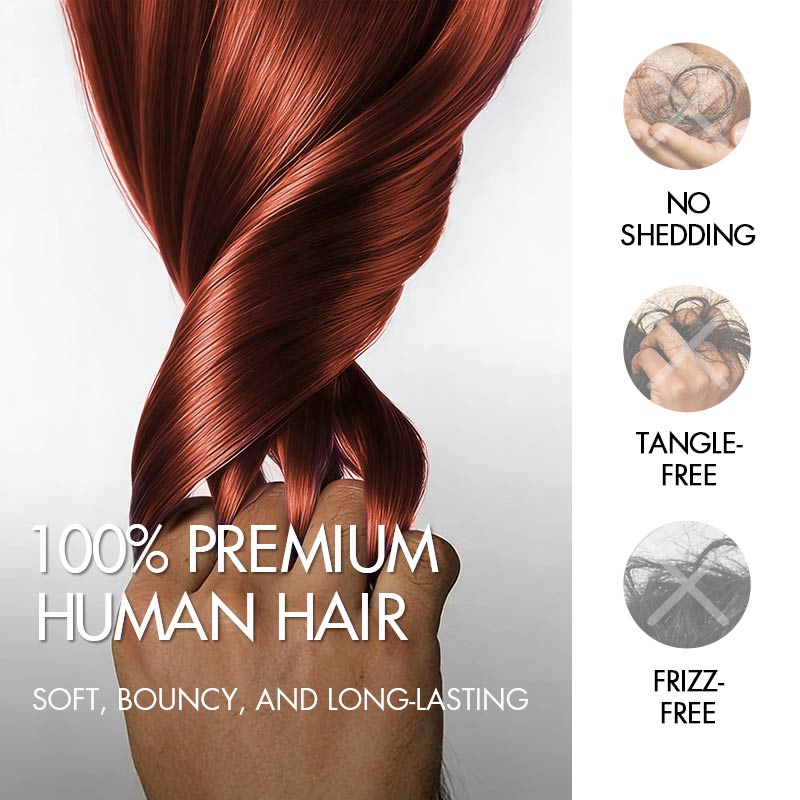 QVR Burmese Curly Feather Crochet Human Hair Bright Brown #35D Machine Made Crochet Weave Hair Extensions