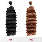 QVR Hightlight #1B+#30 Boho Knotless Braids Human Bulk Hair Deep Wave Human Braiding Hair Extensions