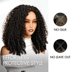 QVR Glueless Burmese Curly V Part Wigs Natural Black Invisible Lace Edge Human Hair Wig